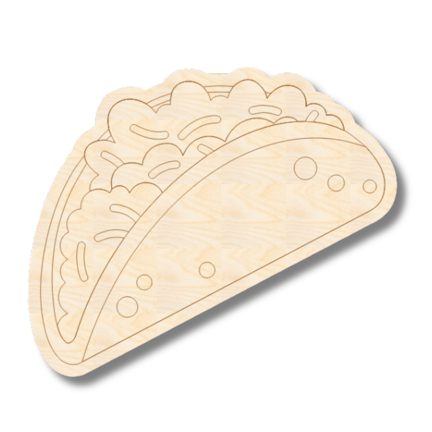 Unfinished Wood Etched Taco Shape | Paint By Line Crafts | up to 30" DIY