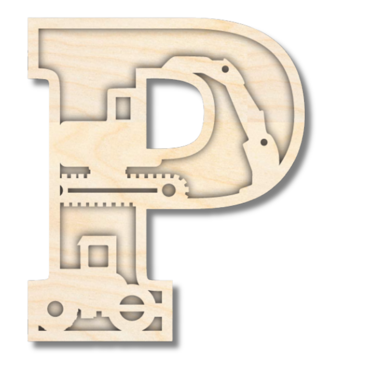 Unfinished Wood Layered Themed Letters | Construction | A-Z | 2 Piece | up to 24"