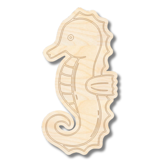 Unfinished Wood Etched Sea Horse Shape | Paint By Line Crafts | up to 30" DIY