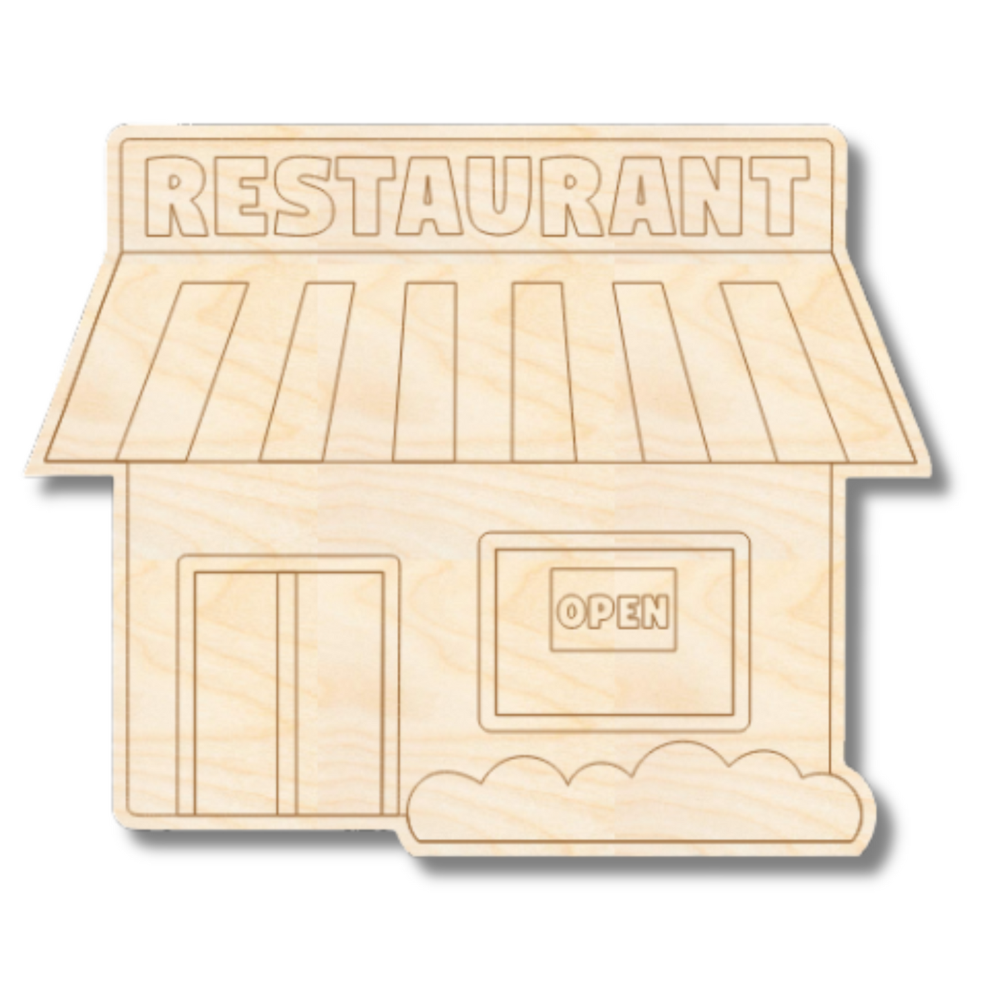 Unfinished Wood Etched Restaurant Shape | Paint By Line Crafts | up to 30" DIY
