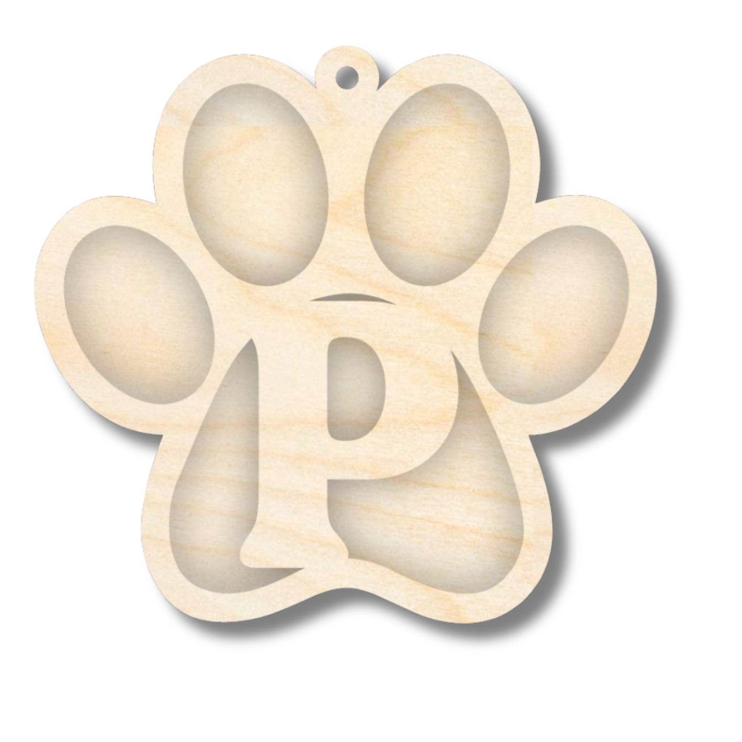 Unfinished Wood Layered Letter Paw Print Tags | A-Z | 2 Piece | 5" Wide | 1/8" Wood | Wood Craft DIY