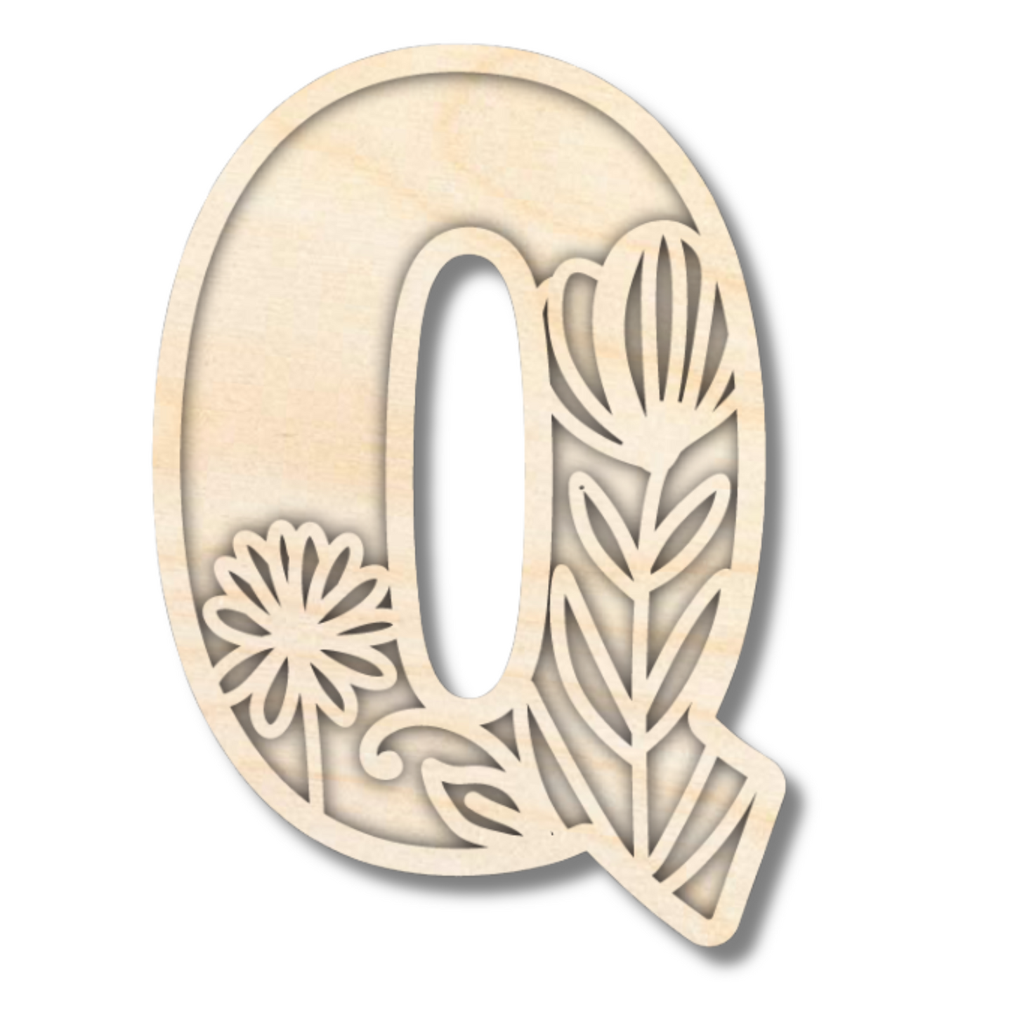 Unfinished Wood Layered Themed Letters | Wild Flowers | A-Z | 2 Piece | up to 24"