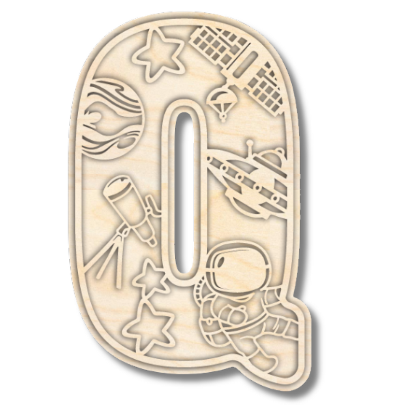 Unfinished Wood Layered Themed Letters | Space | A-Z | 2 Piece | up to 24"