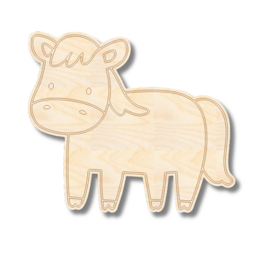 Unfinished Wood Etched Farm Horse Shape | Paint By Line Crafts | up to 30" DIY