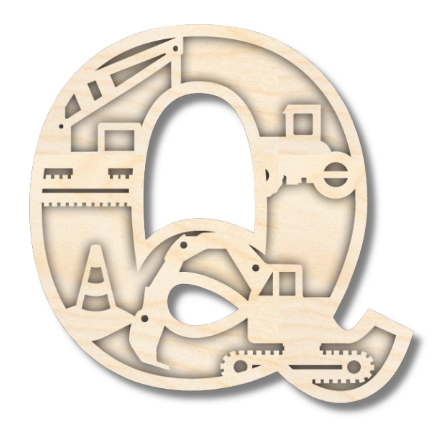 Unfinished Wood Layered Themed Letters | Construction | A-Z | 2 Piece | up to 24"