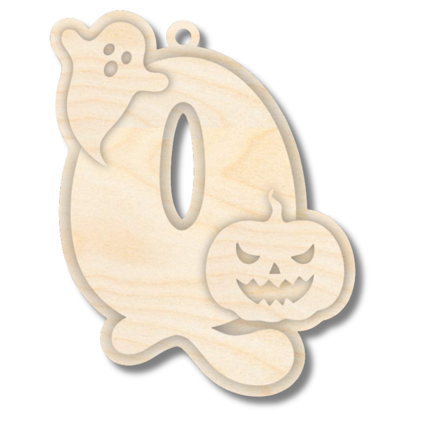 Unfinished Wood Layered Letter Halloween Ghost & Pumpkin Tags | A-Z | 4 Piece | 6" Tall | 1/8" Wood | Wood Craft DIY