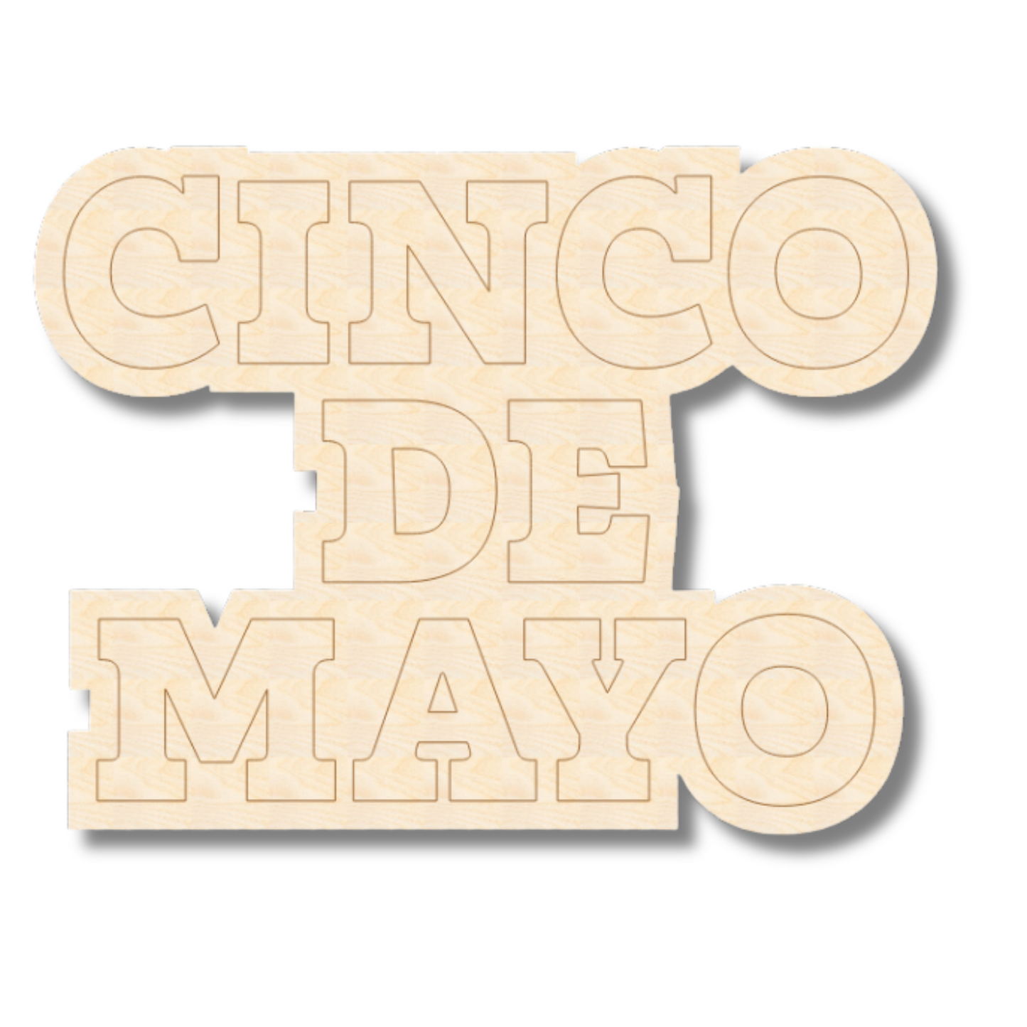 Unfinished Wood Etched Cinco De Mayo Shape | Paint By Line Crafts | up to 30" DIY
