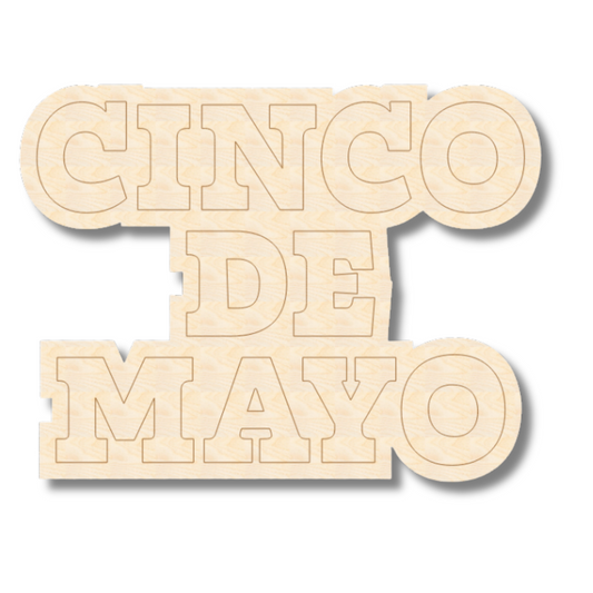 Unfinished Wood Etched Cinco De Mayo Shape | Paint By Line Crafts | up to 30" DIY