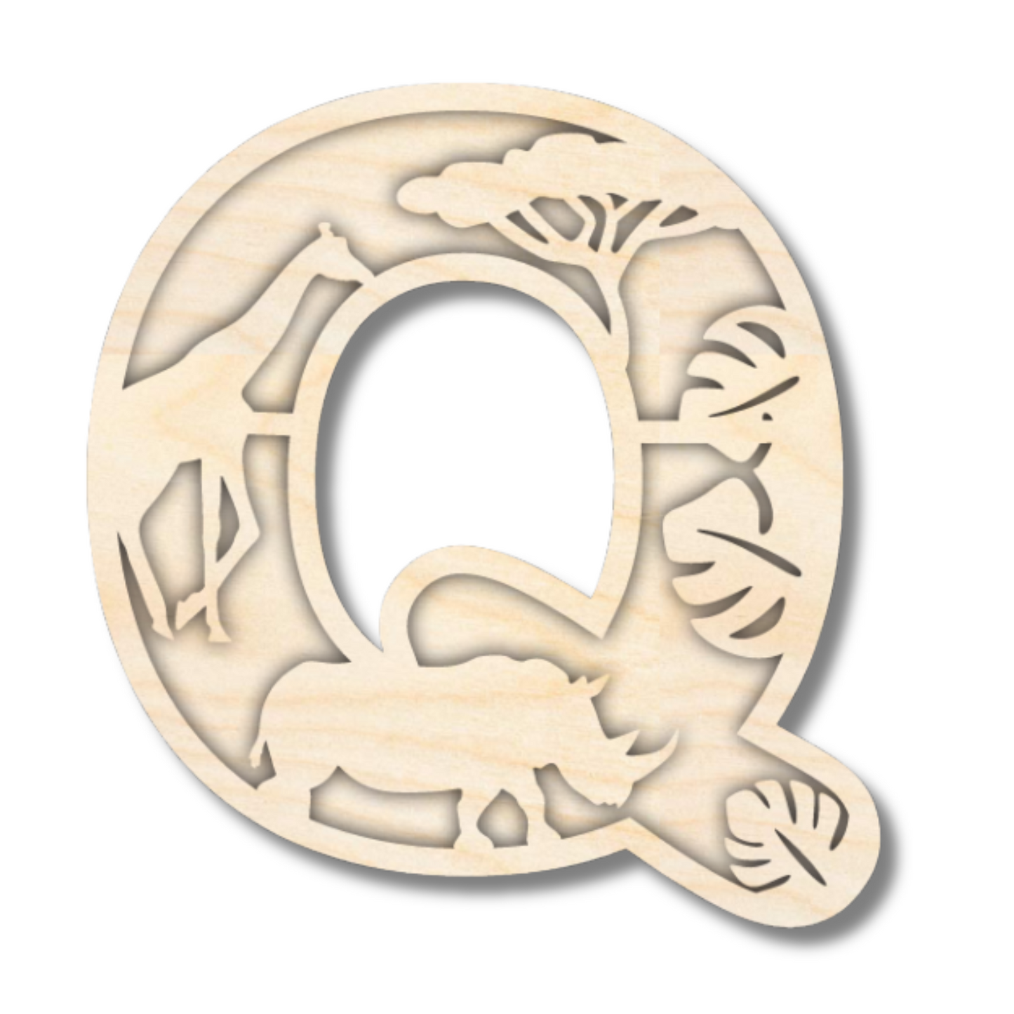 Unfinished Wood Layered Themed Letters | Jungle Animals | A-Z | 2 Piece | up to 24"