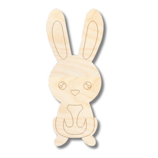 Unfinished Wood Etched Bunny Shape | Paint By Line Crafts | up to 30" DIY