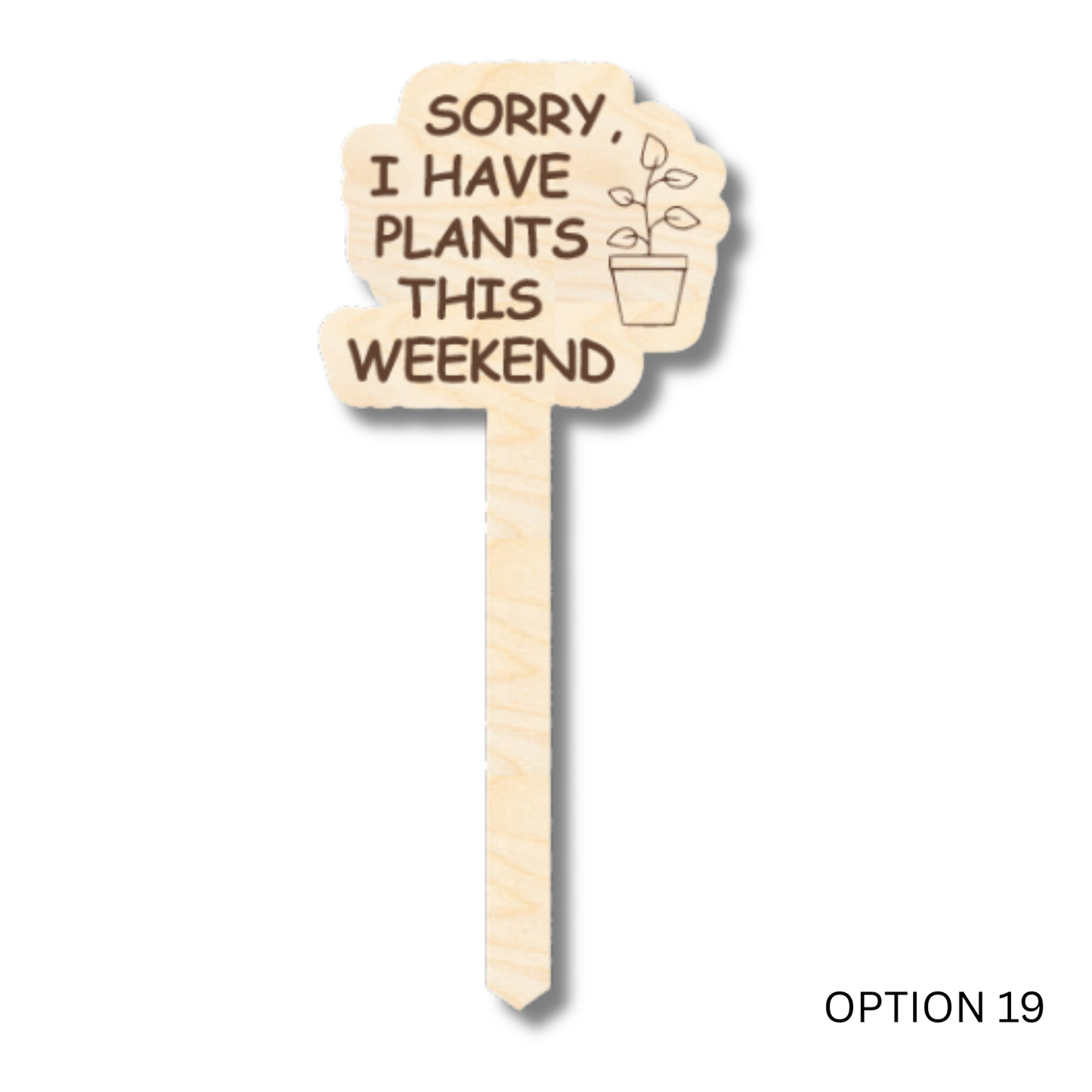 Unfinished Wood Funny Plant Stakes | 24 Options | 5" Tall | 1/8" Wood | Wood Craft Cutout