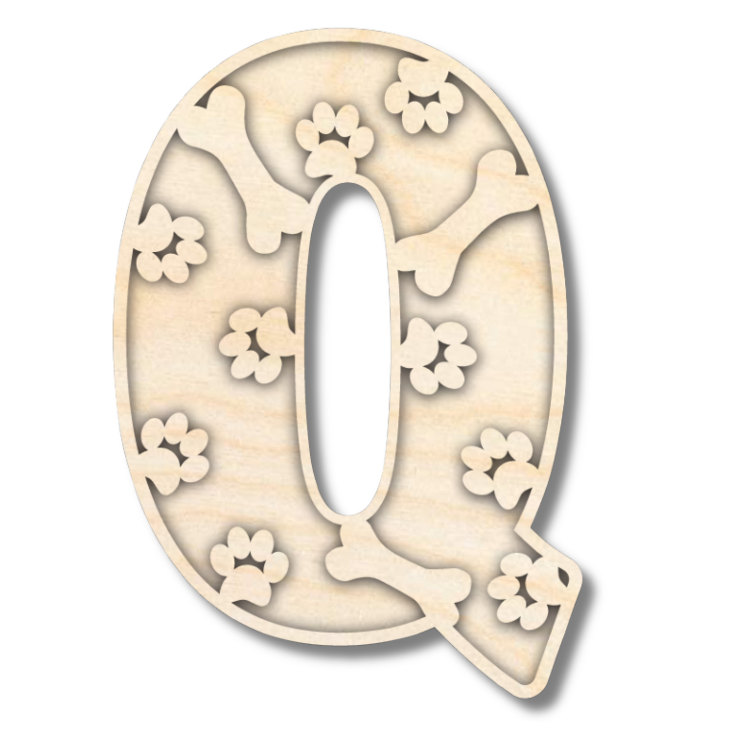 Unfinished Wood Layered Themed Letters | Paw Print | A-Z | 2 Piece | up to 24"