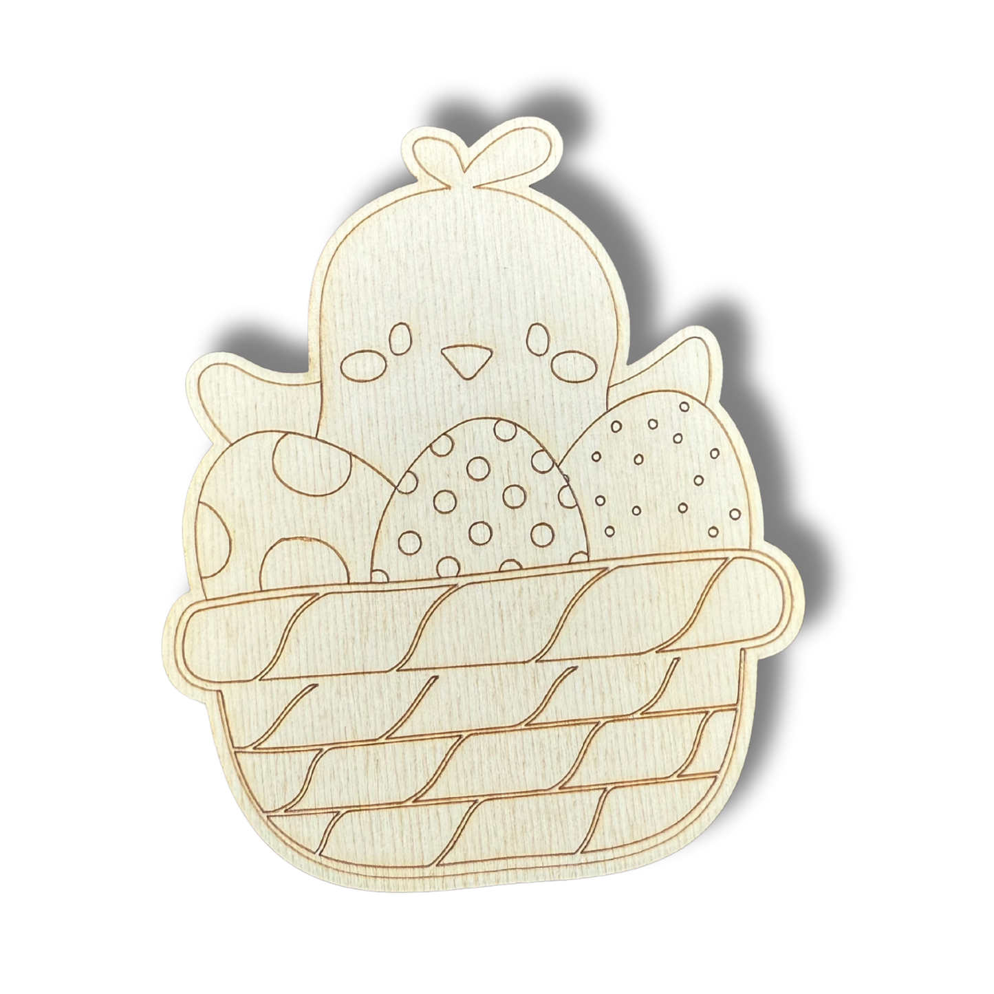 Unfinished Wood Etched Chick Easter Basket Shape | Paint By Line Crafts | up to 30" DIY