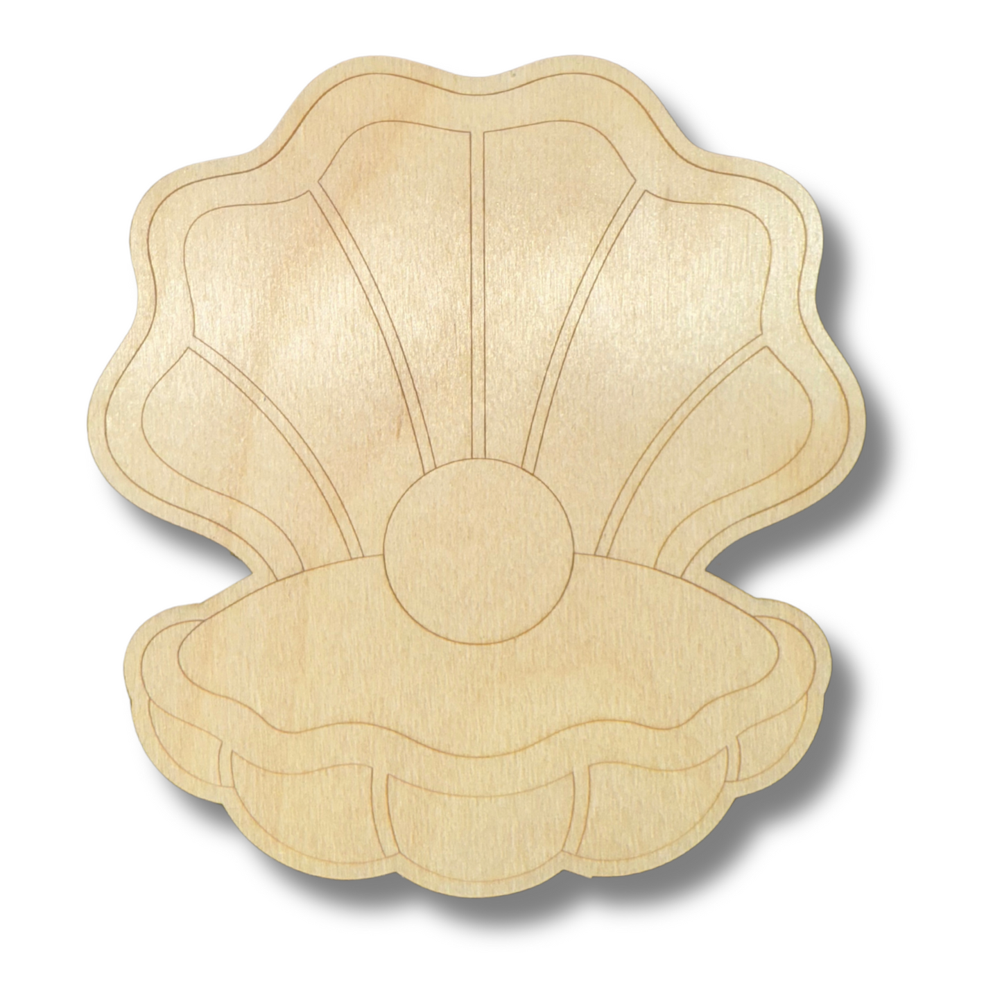 Unfinished Wood Etched Clam Shape | Paint By Line Crafts | up to 30" DIY