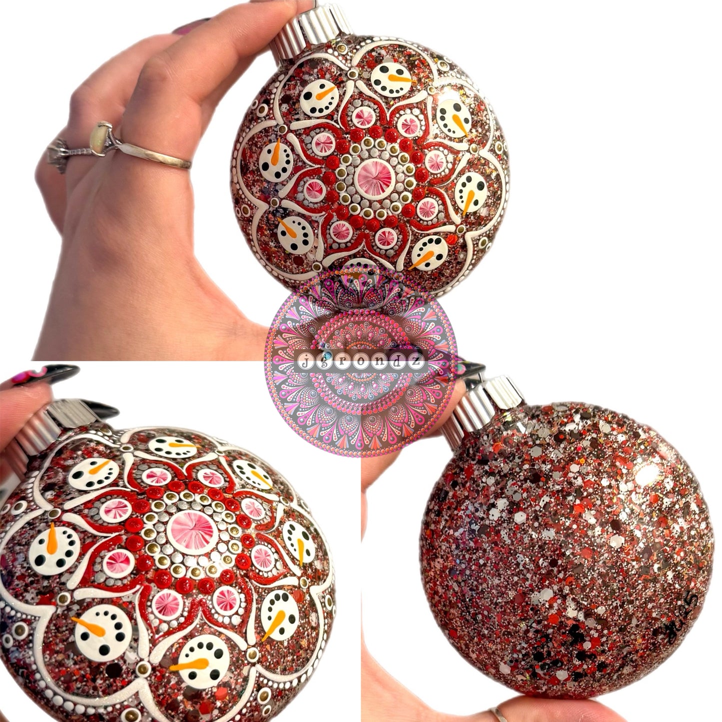 3” Snowman Mandala Glitter Ornament