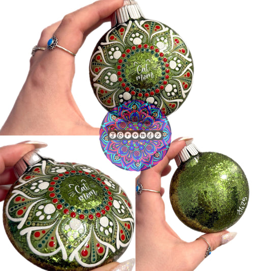 3” Cat Mom Mandala Glitter Ornament