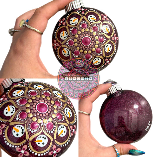 3” Snowman Mandala Glitter Ornament