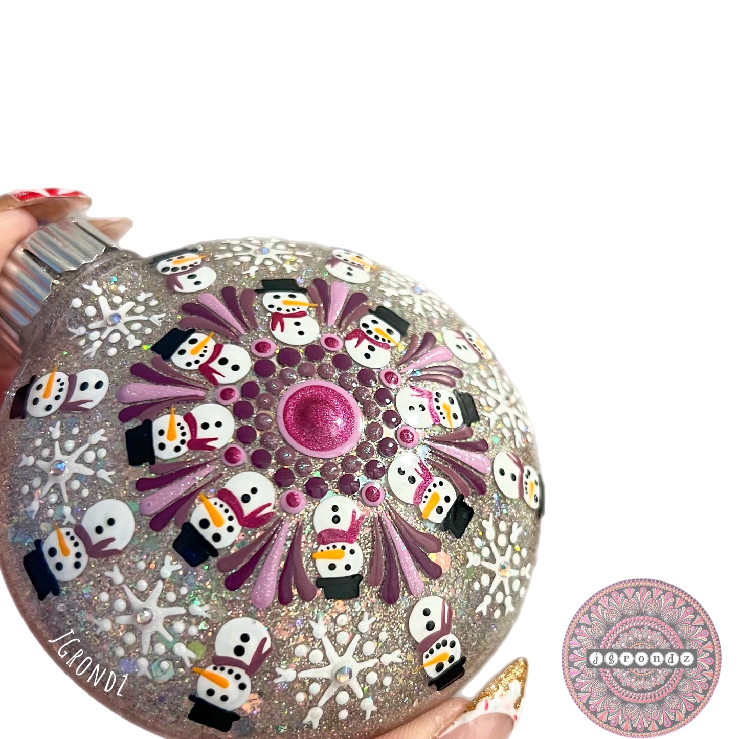 3” Snowman Mandala Glitter Ornament