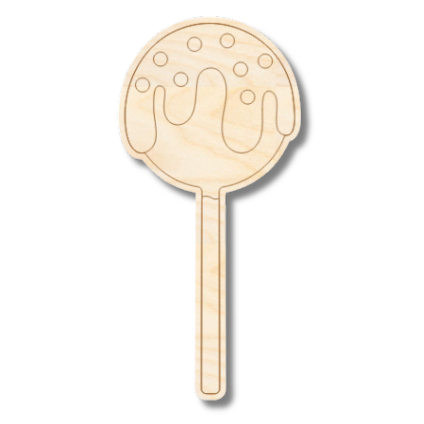 Unfinished Wood Etched Cake Pop Shape | Paint By Line Crafts | up to 30" DIY