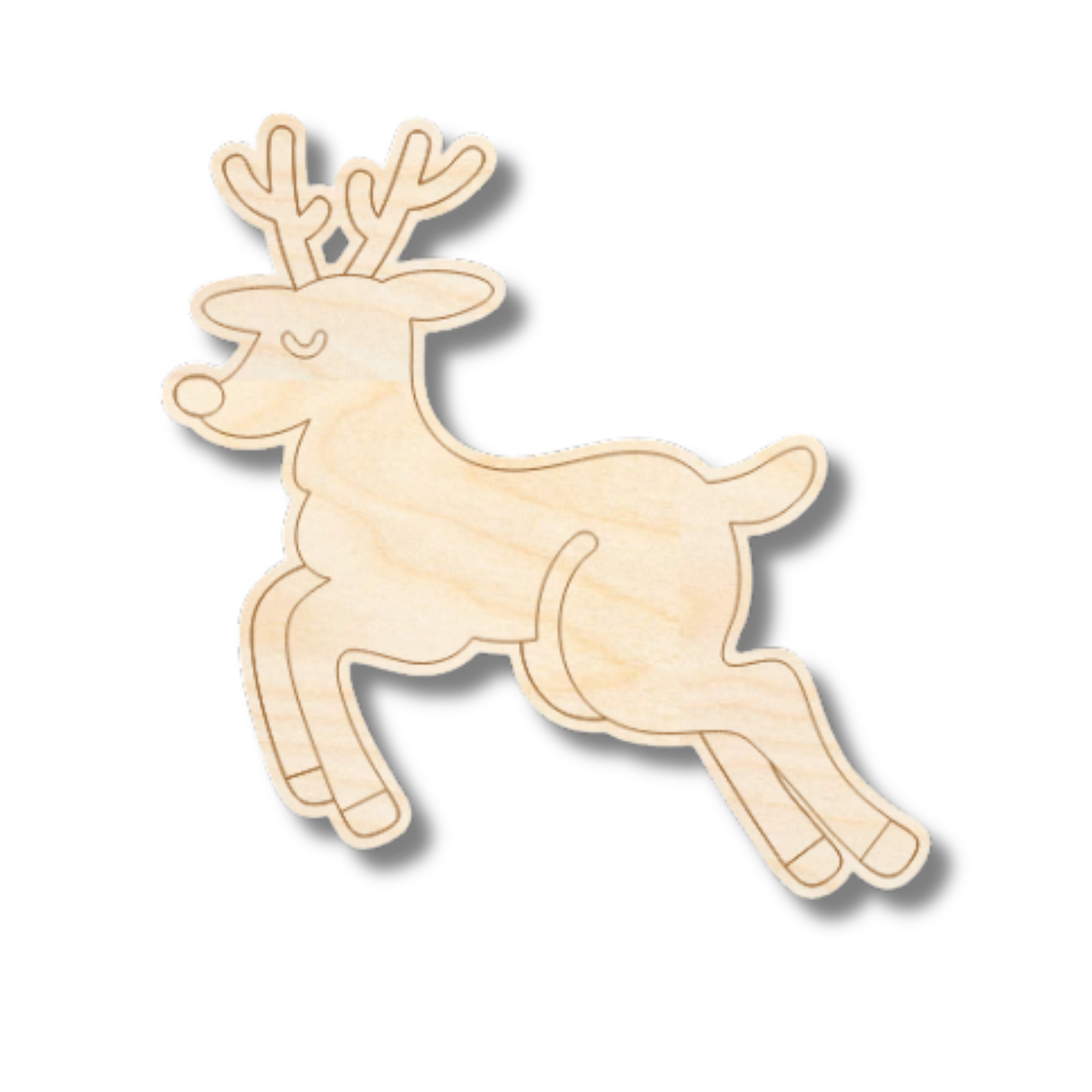 Unfinished Wood Etched Prancing Reindeer Shape | Paint By Line Crafts | up to 30" DIY