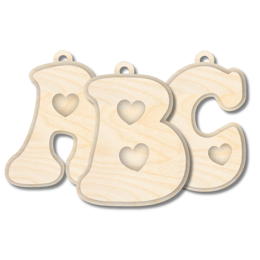 Unfinished Wood Layered Letter Valentines Tags | A-Z | 2 Piece | 6" Tall | 1/8" Wood | Wood Craft DIY