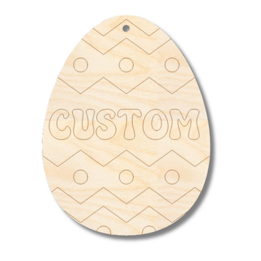 Unfinished Wood Etched Custom Name Zig Zag Easter Egg Tag Shape | Paint By Line Crafts | up to 30" DIY