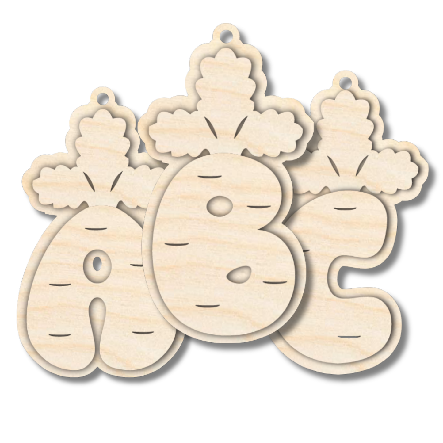 Unfinished Wood Layered Letter Carrot Tags | A-Z | 3 Piece | 6" Tall | 1/8" Wood | Wood Craft DIY