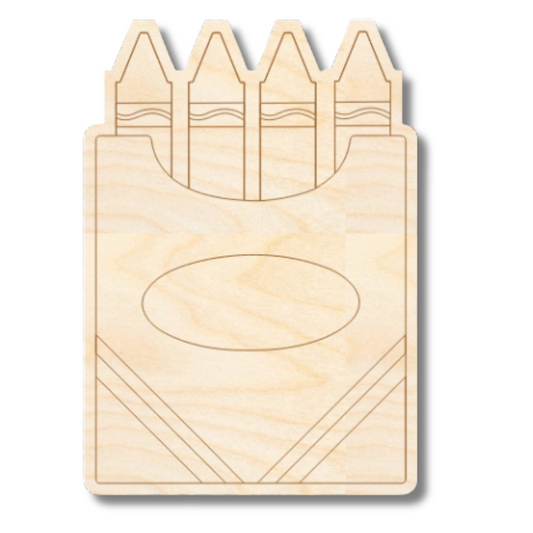 Unfinished Wood Etched Box of Crayons Shape | Paint By Line Crafts | up to 30" DIY