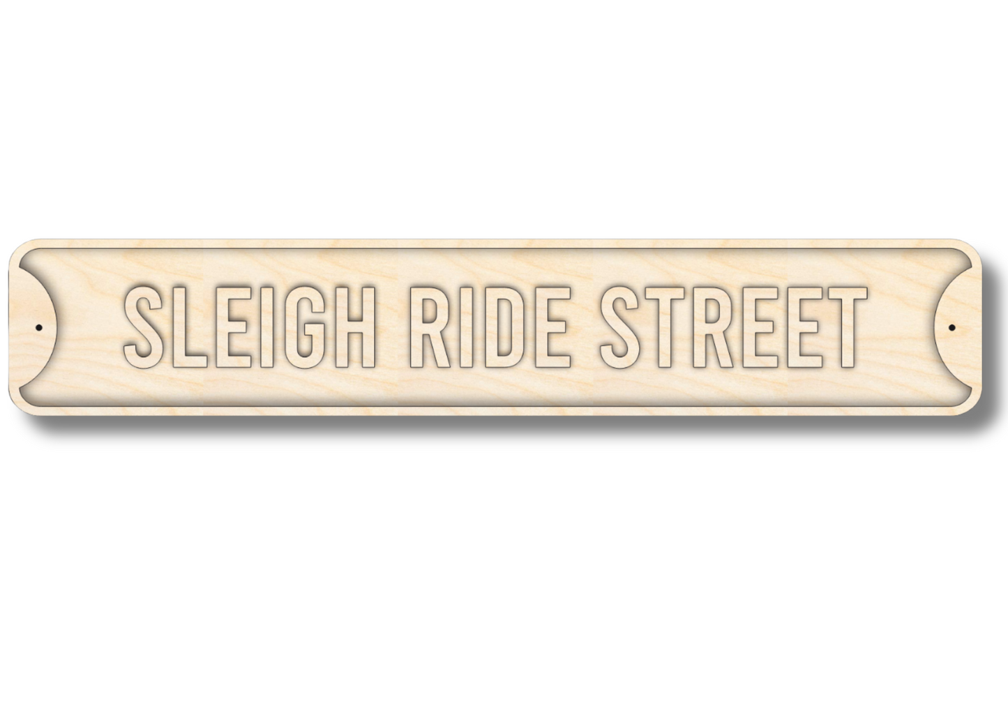 Unfinished Wood Sleigh Ride St. Street Sign | 3 Piece | Layered Street Sign | up to 46" DIY