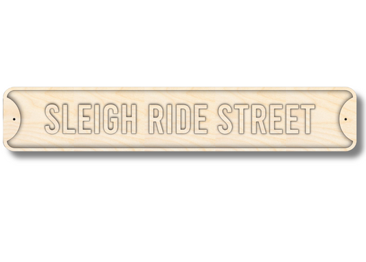 Unfinished Wood Sleigh Ride St. Street Sign | 3 Piece | Layered Street Sign | up to 46" DIY