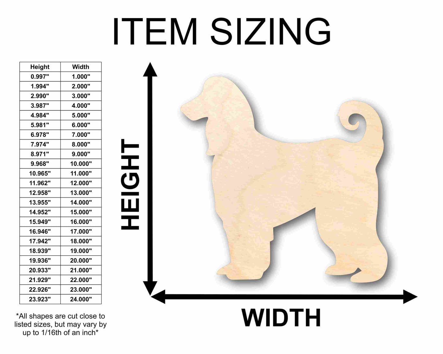 Unfinished Wood Afgan Hound Dog Silhouette - Craft- up to 46" DIY