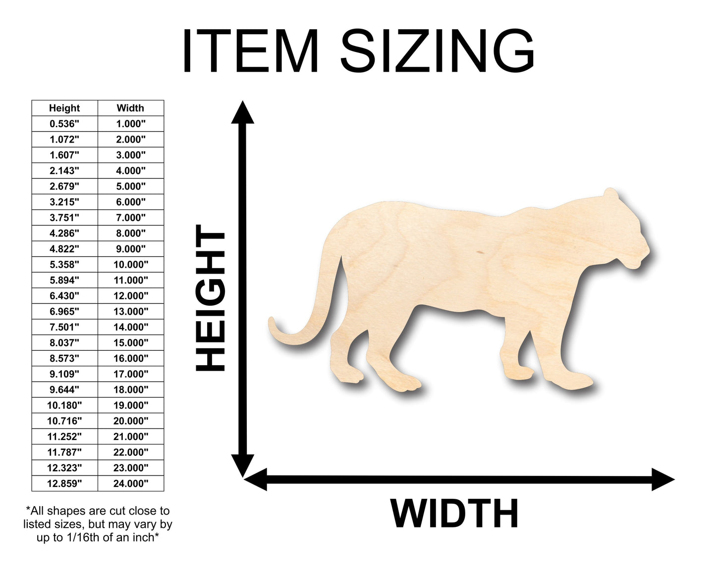 Unfinished Wood Lioness Shape - Africa - Craft - up to 46" DIY