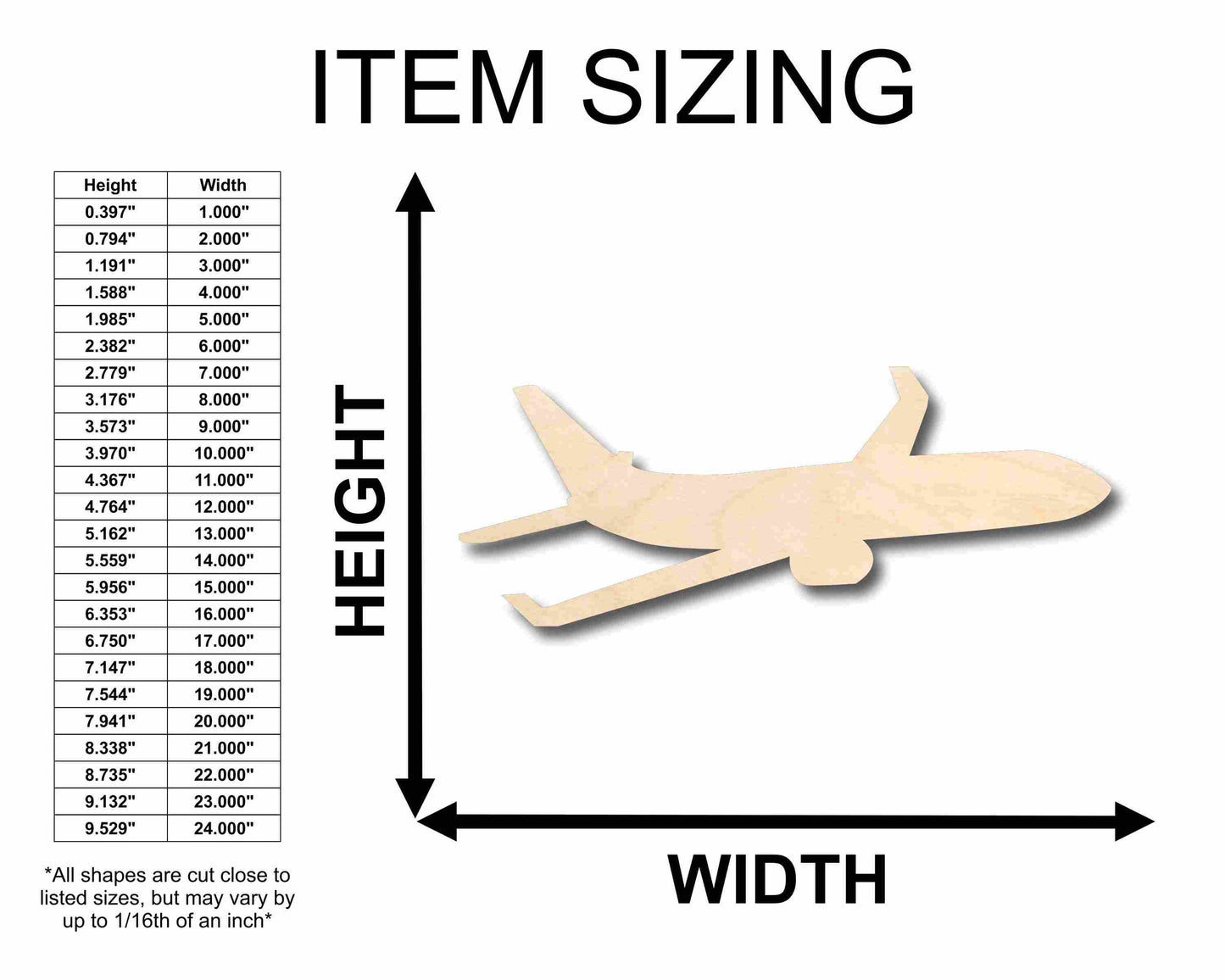 Unfinished Wood Airplane Silhouette - Craft- up to 46" DIY