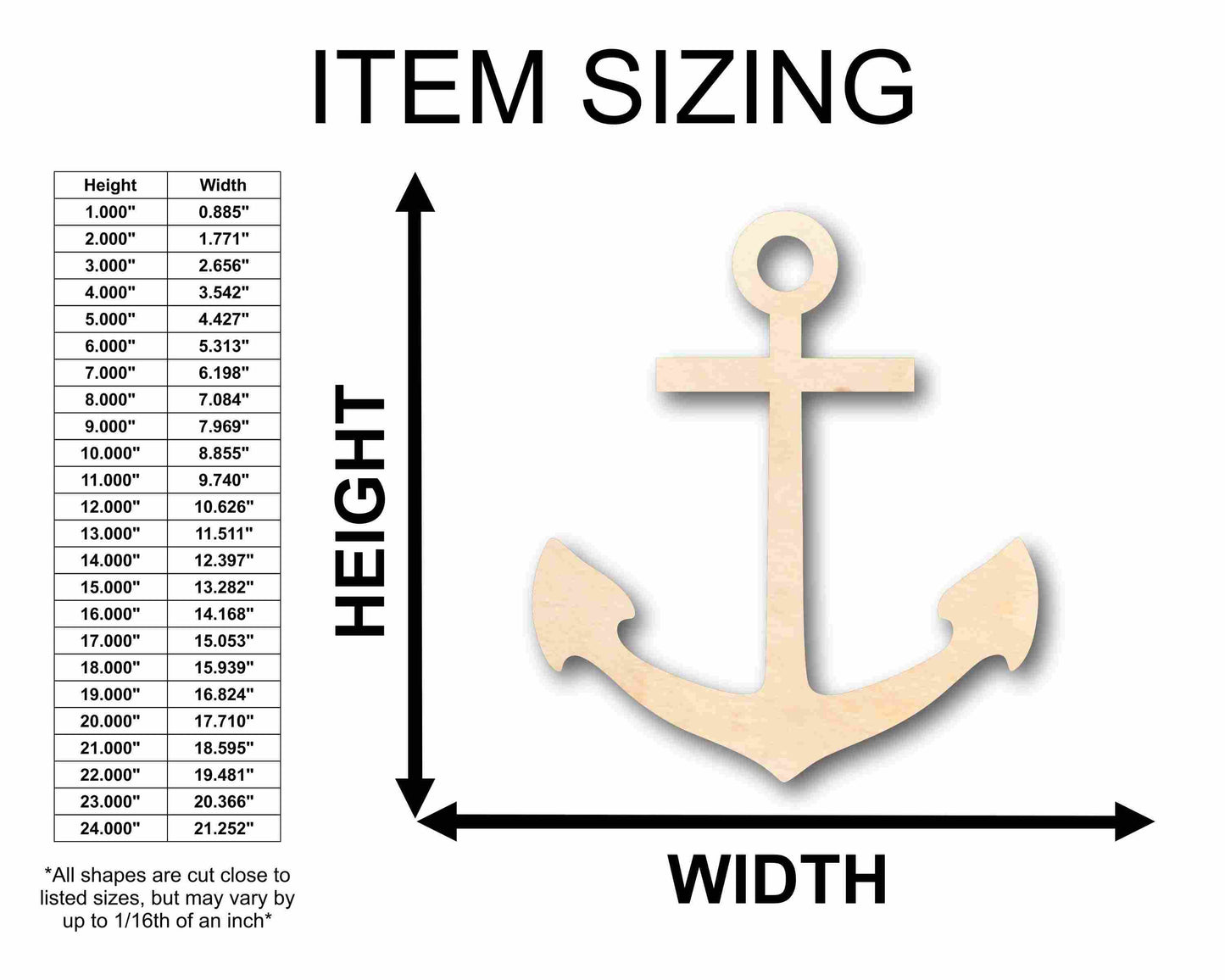 Unfinished Wood Anchor Silhouette - Craft- up to 46" DIY