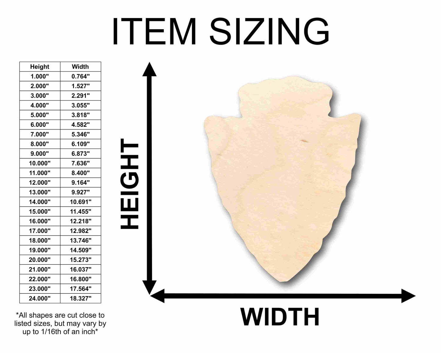 Unfinished Wood Arrow Head Silhouette - Craft- up to 46" DIY