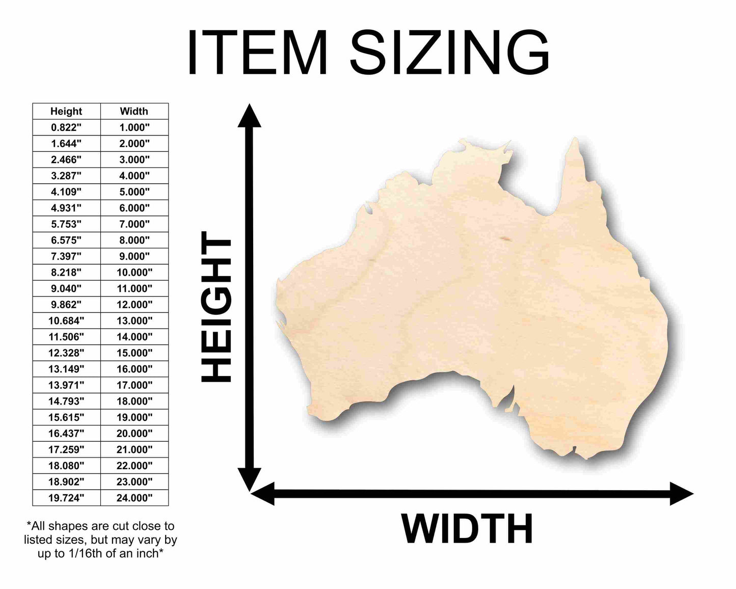 Unfinished Wood Australia Silhouette - Craft- up to 46" DIY