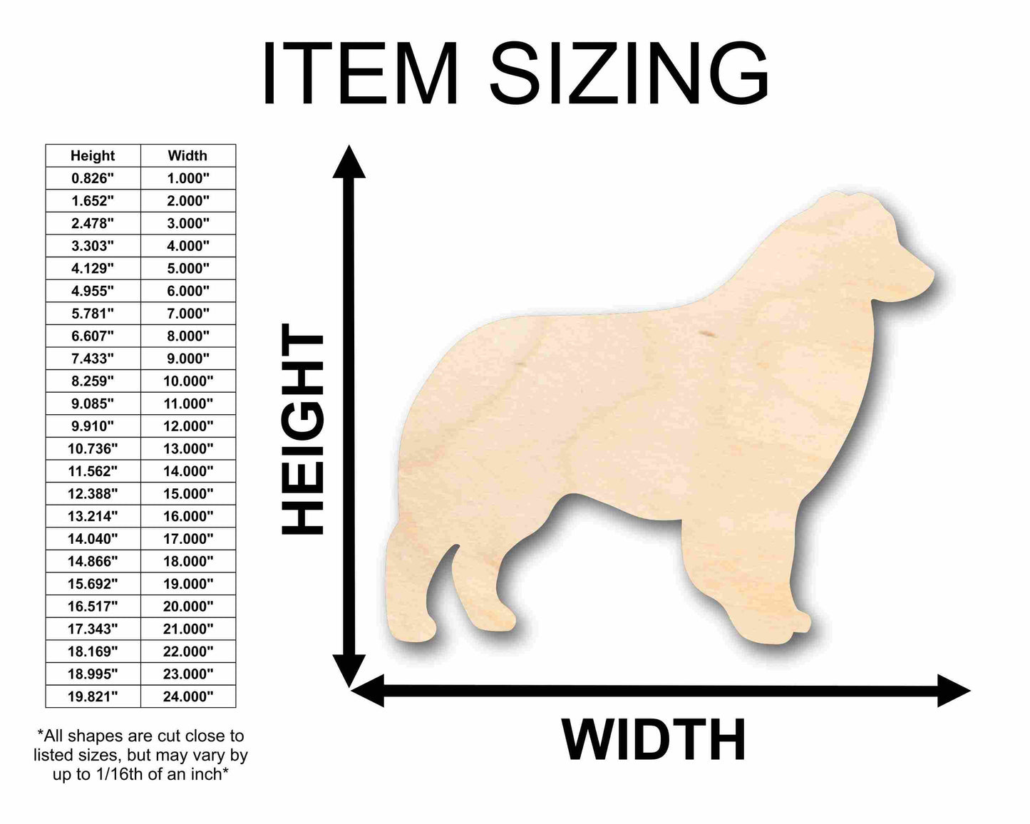Unfinished Wood Australian Shepard Dog Silhouette - Craft- up to 46" DIY
