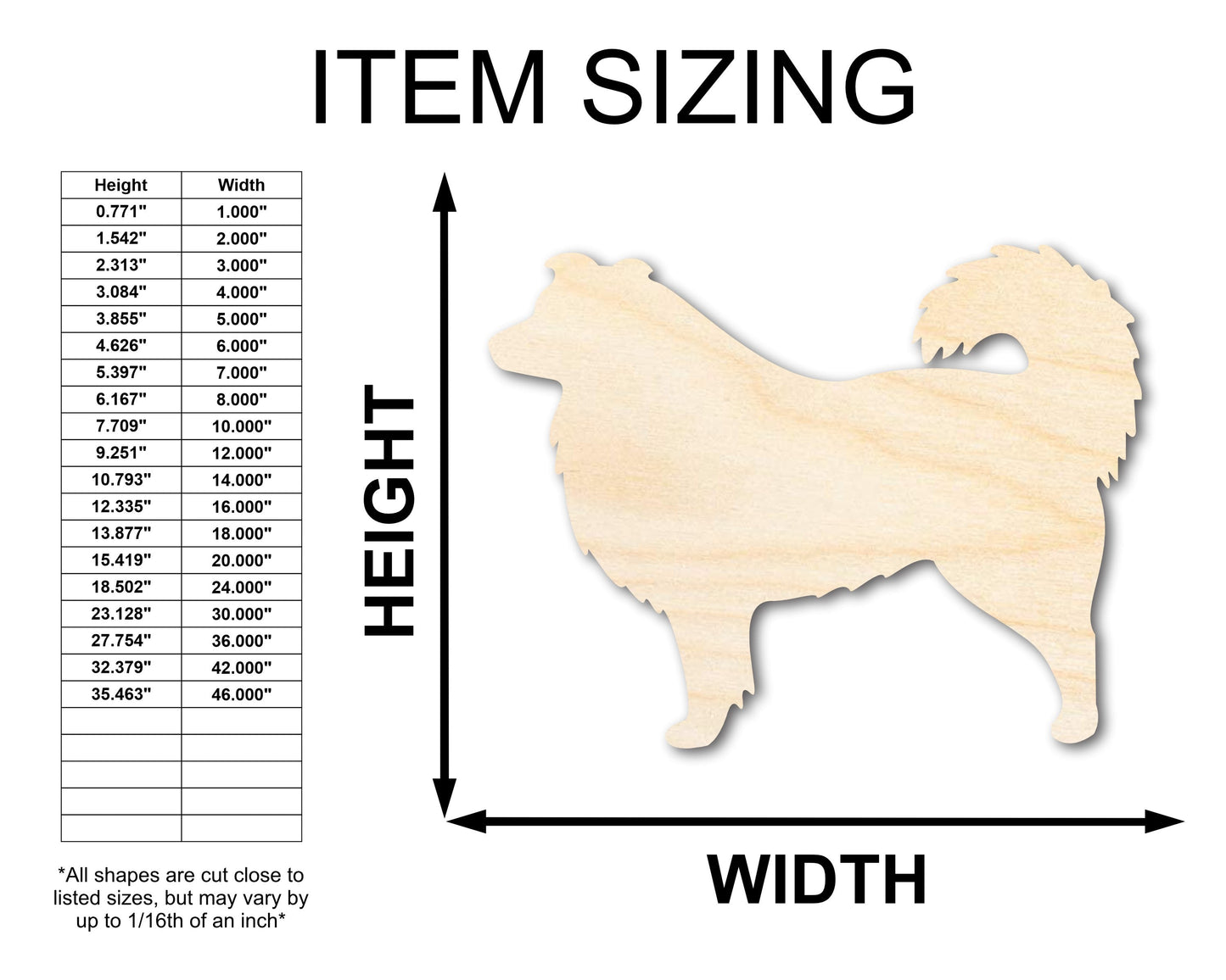 Unfinished Wood Australian Shepherd Dog Shape - Dog Craft - up to 46" DIY