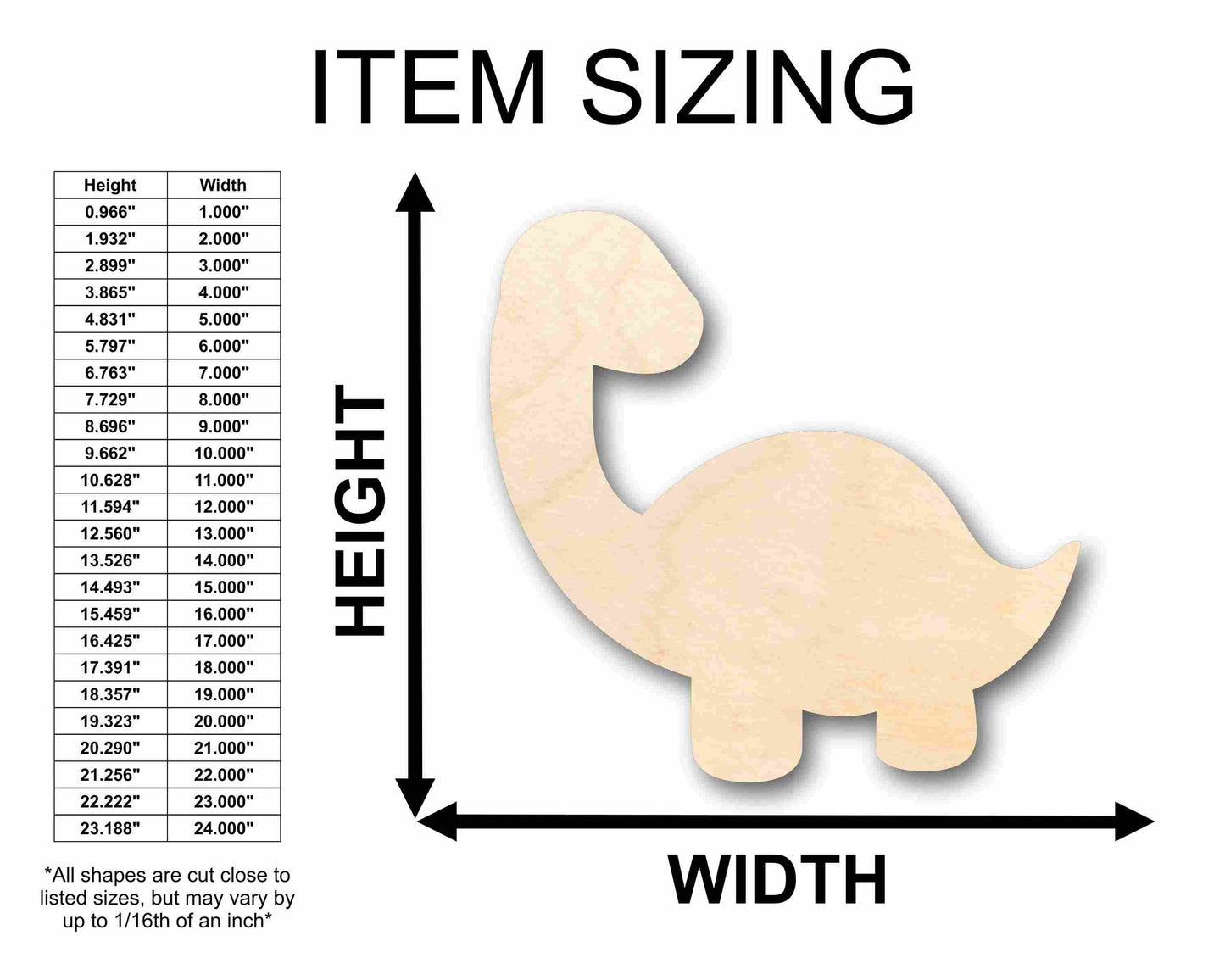 Unfinished Wood Baby Dinosaur Brontosaurus Silhouette - Craft- up to 46" DIY