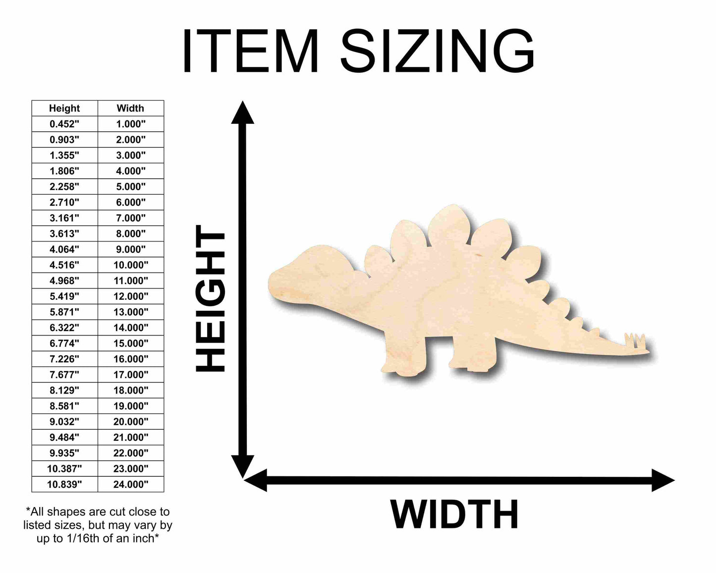 Unfinished Wood Baby Dinosaur Stegosaurus Silhouette - Craft- up to 46" DIY