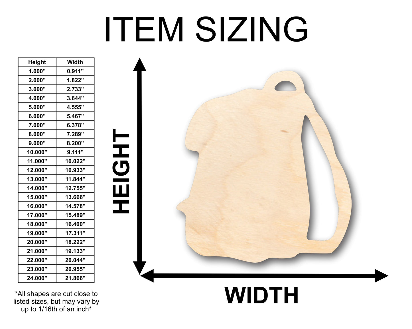 Unfinished Wood Backpack Shape - Craft - up to 46" DIY