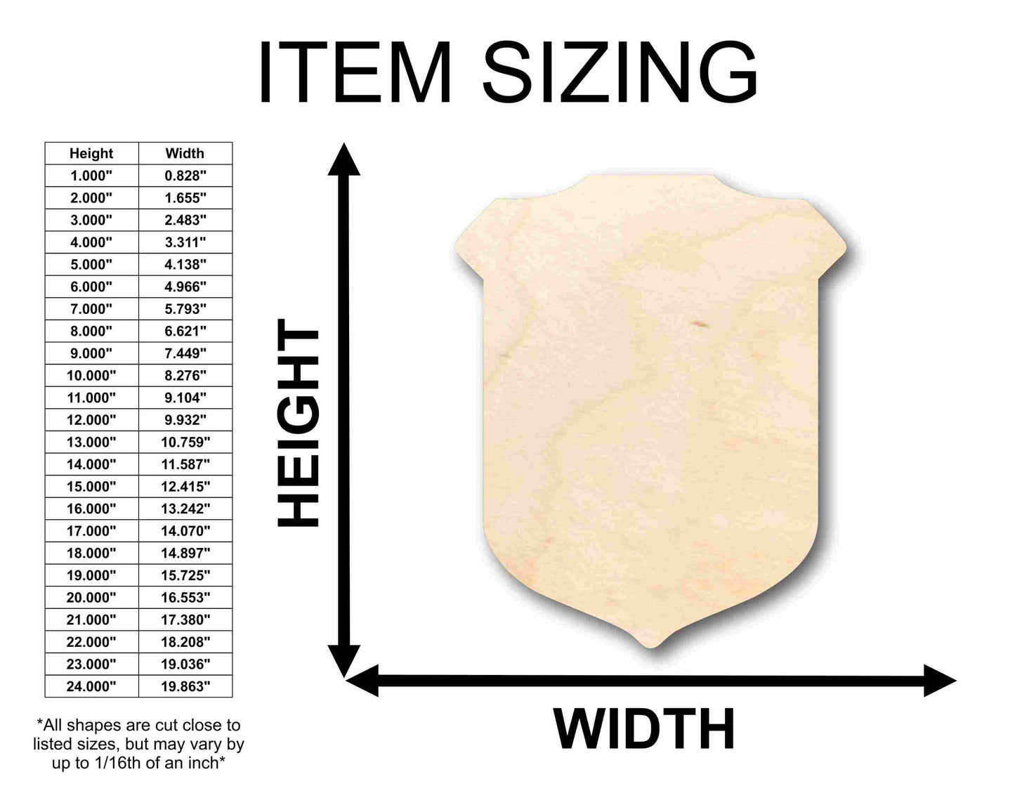 Unfinished Wood Badge Silhouette - Craft- up to 46" DIY