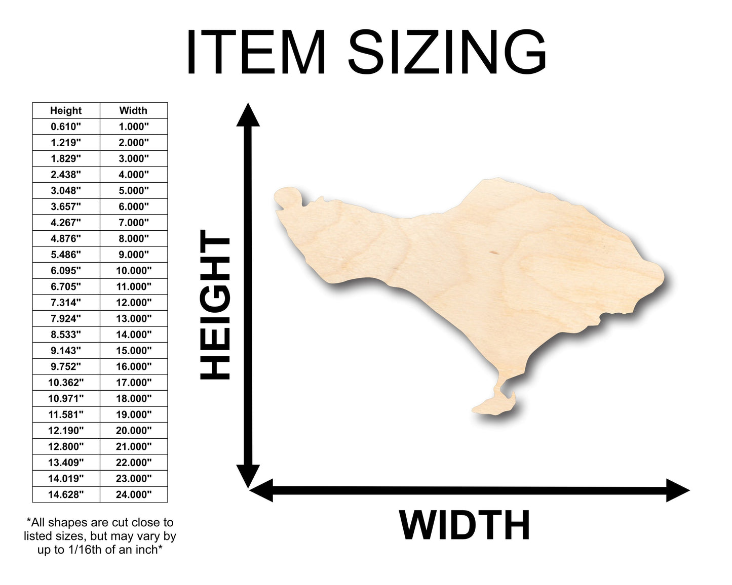 Unfinished Wood Bali Shape - Craft - up to 46" DIY