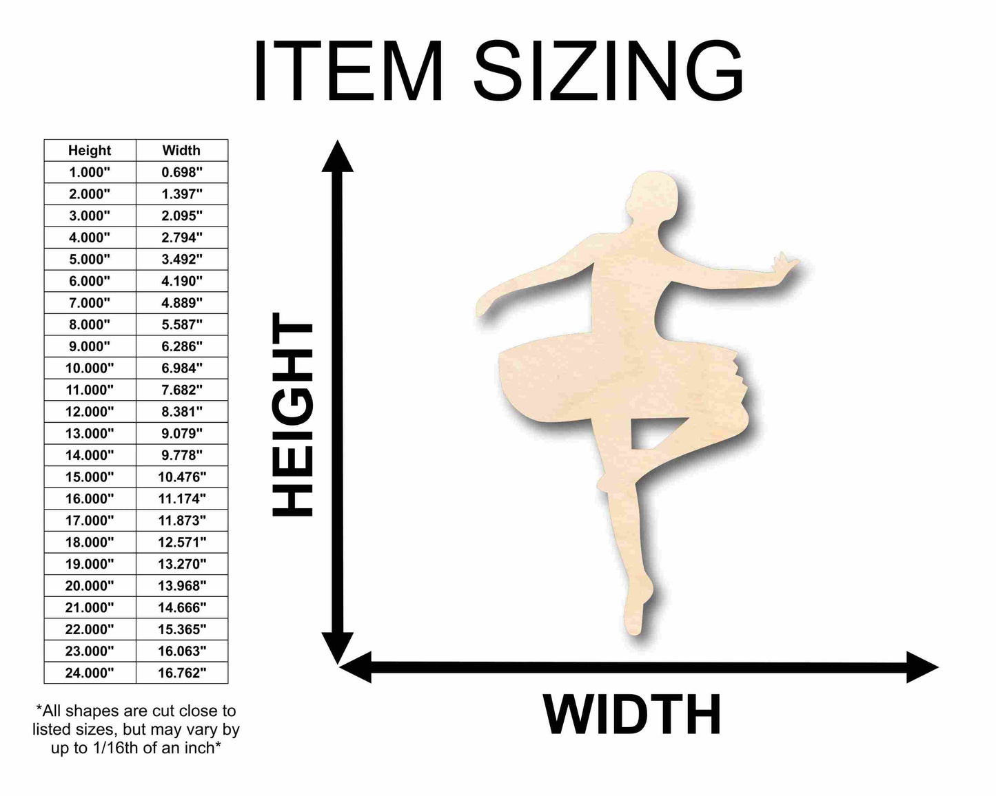 Unfinished Wood Ballerina Silhouette - Craft- up to 46" DIY