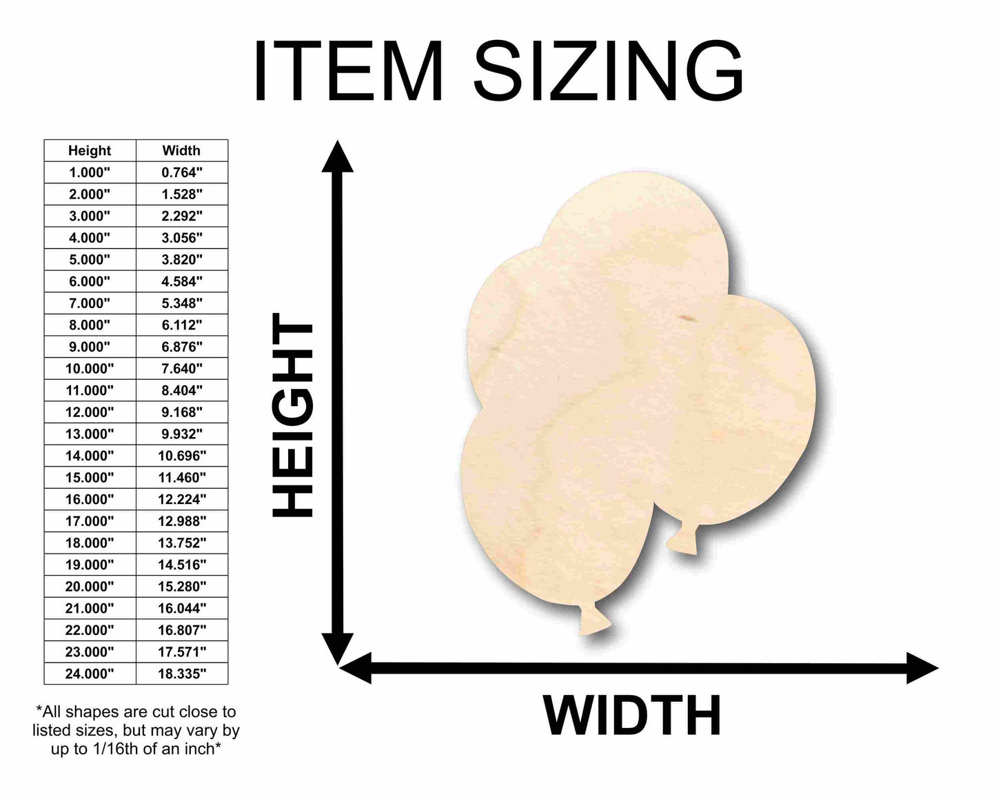 Unfinished Wood Balloon Silhouette - Craft- up to 46" DIY