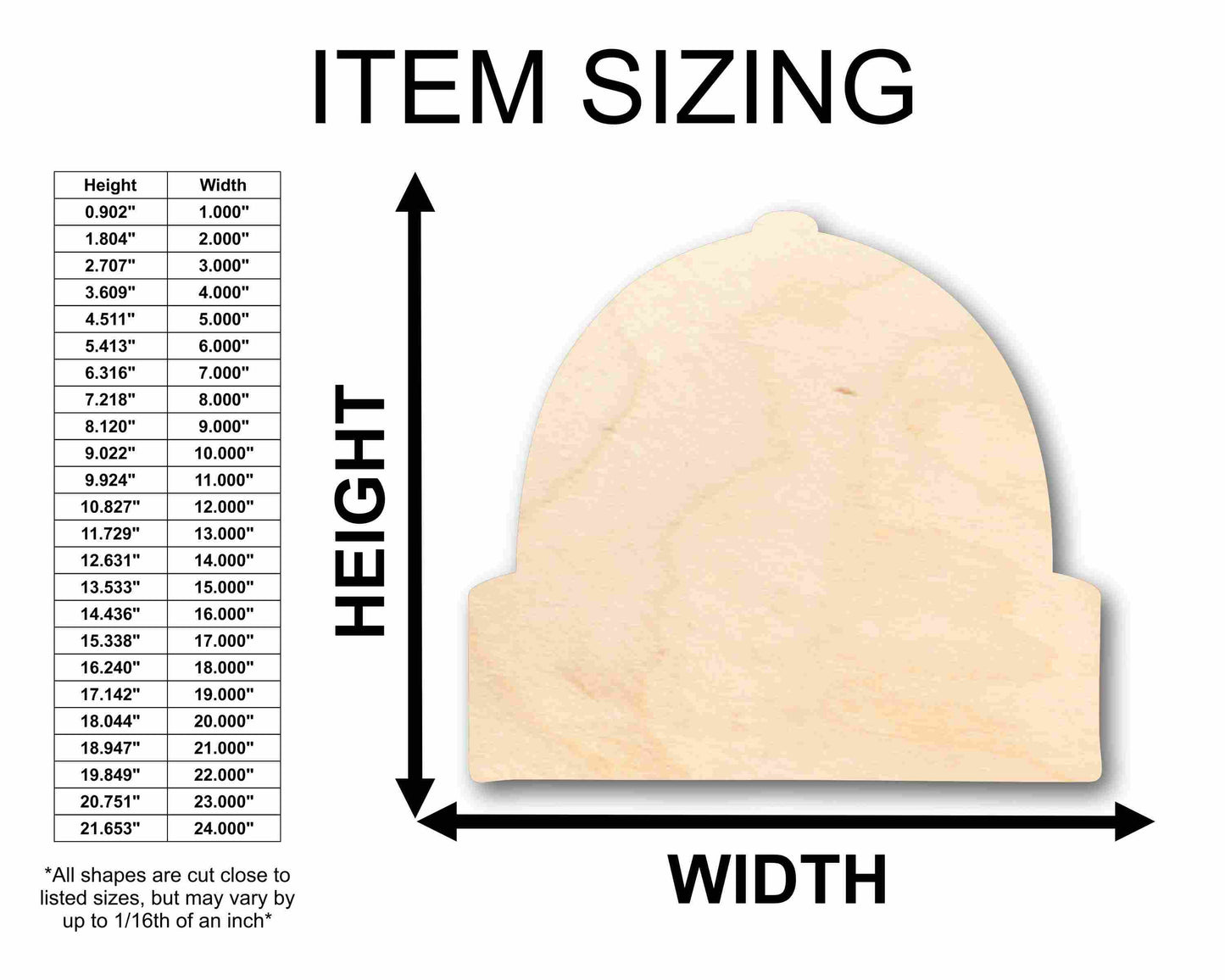 Unfinished Wood Beanie Hat Silhouette - Craft- up to 46" DIY