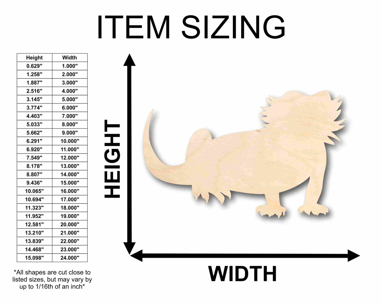 Unfinished Wood Bearded Dragon Silhouette - Craft- up to 46" DIY