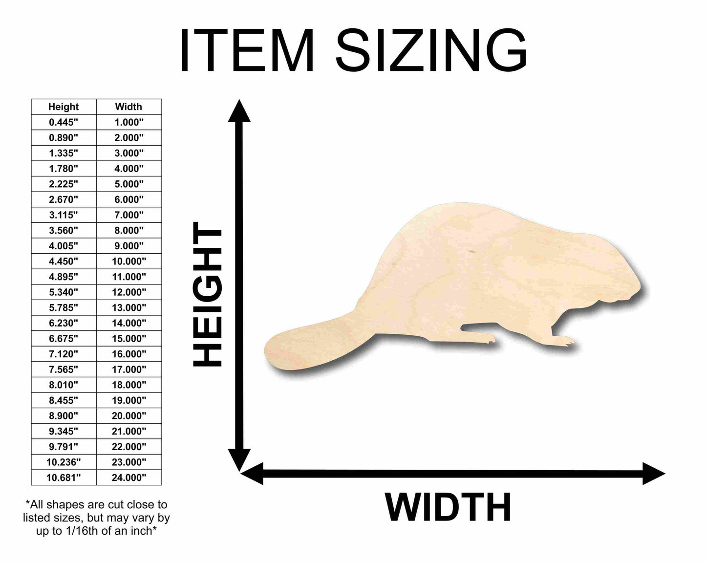 Unfinished Wood Beaver Silhouette - Craft- up to 46" DIY