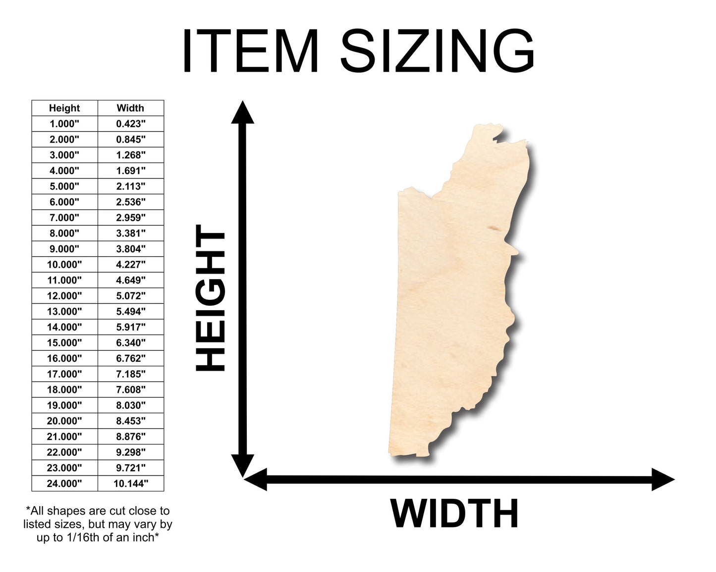 Unfinished Wood Belize Shape - Country - Craft - up to 46" DIY