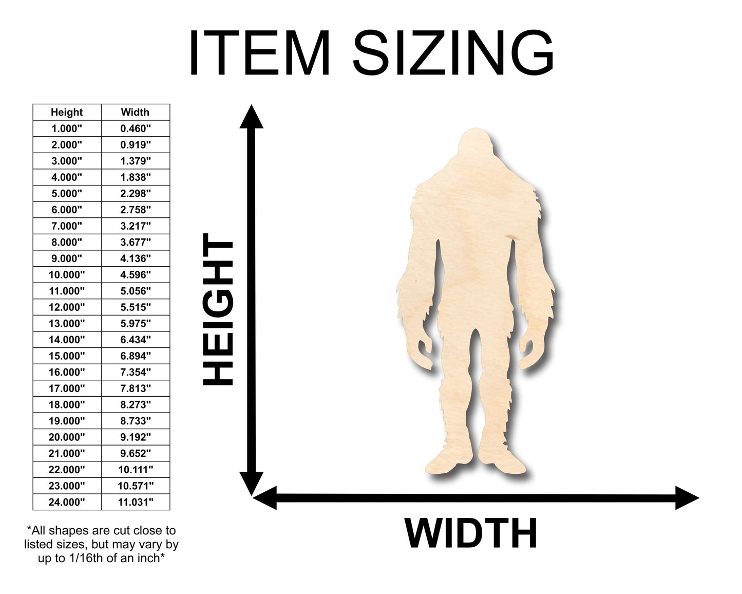 Unfinished Wood Sasquatch Bigfoot Shape - Craft - up to 46" DIY